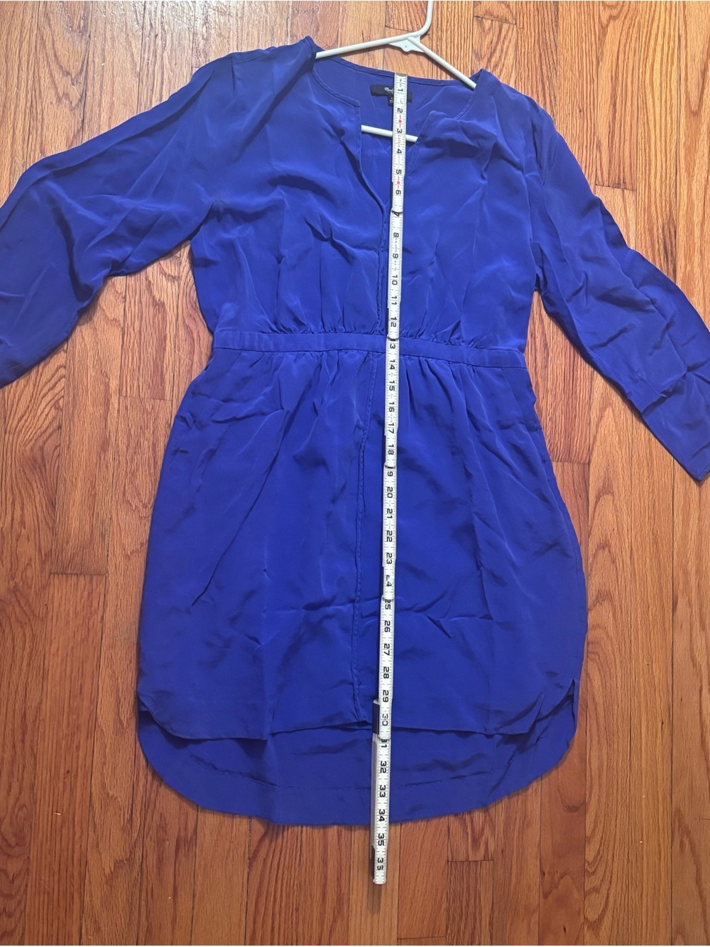 Madewell 100% Mulberry Silk Blue Fit & Flare Dress 3/4 Sleeve Women’s Size 12 - Picture 6 of 8